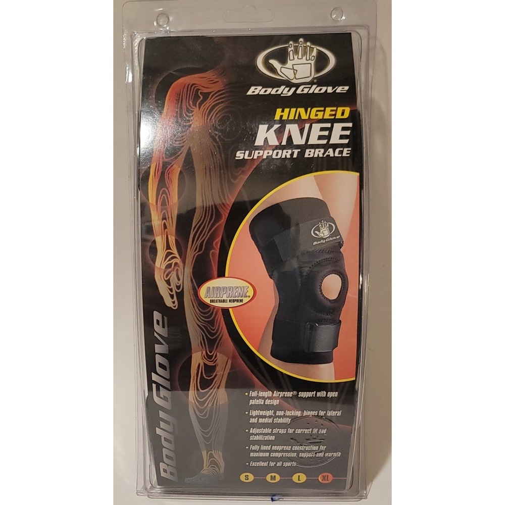 NWB Body Glove‎ Cross Strap Knee Support Black Airprene Breatable Neoprene XL